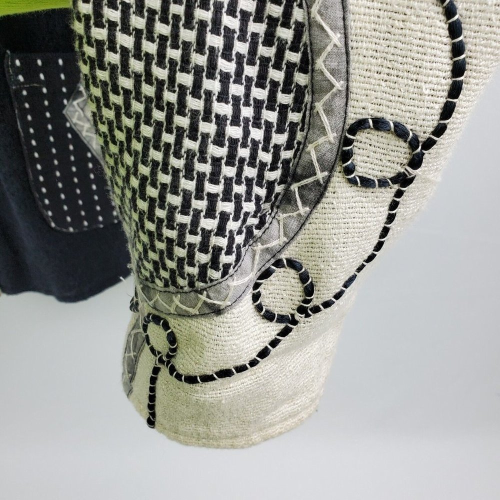 Parsley & Sage Womens Blazer Jacket Lining Button Down Black Cream Small Cotton - Picture 5 of 7